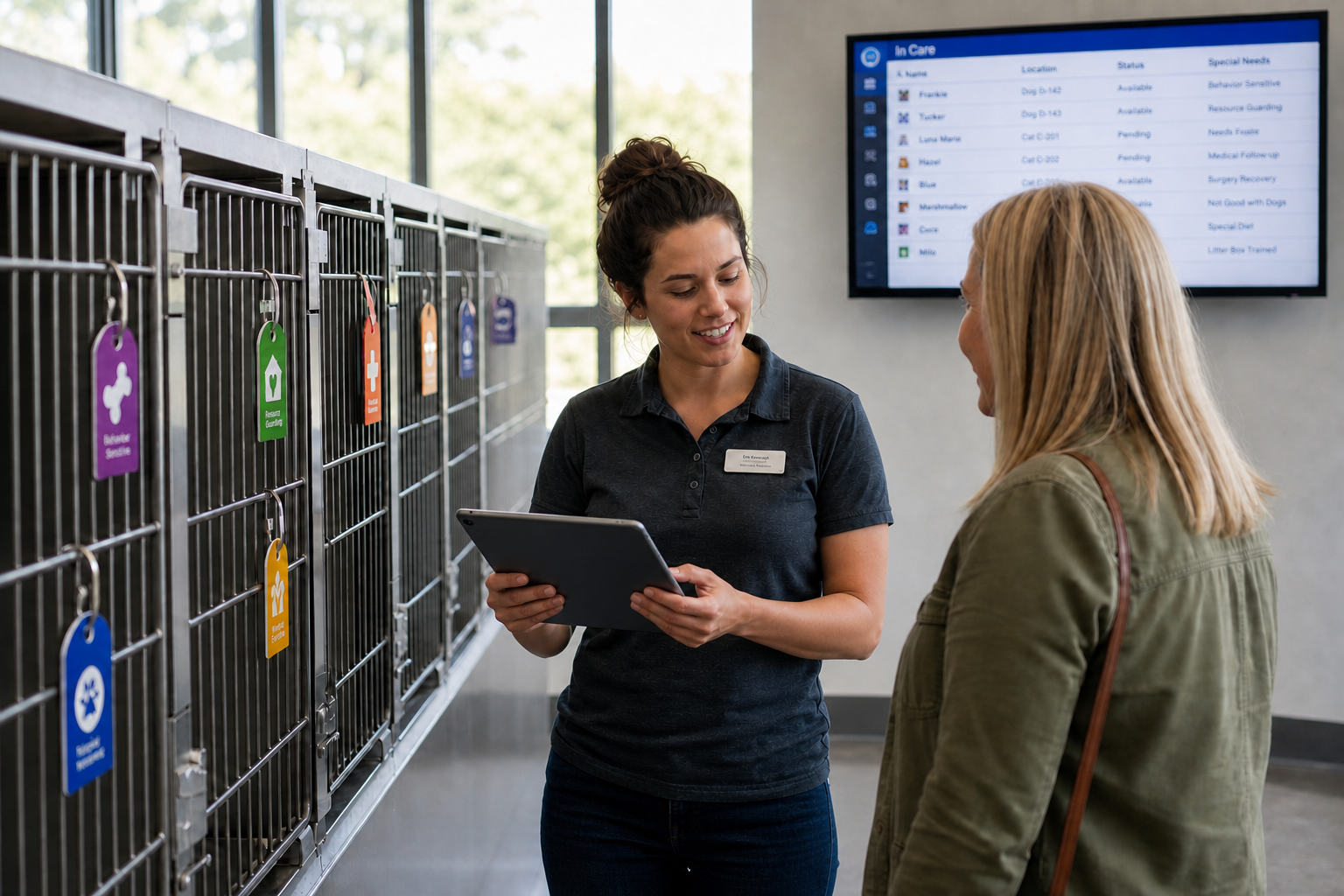 Staff Member managing Animal Tags